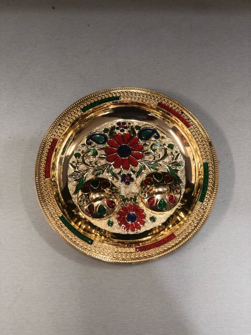 Gold colour flower design Fiber Plastic Kum Kum tray / Return Gifts