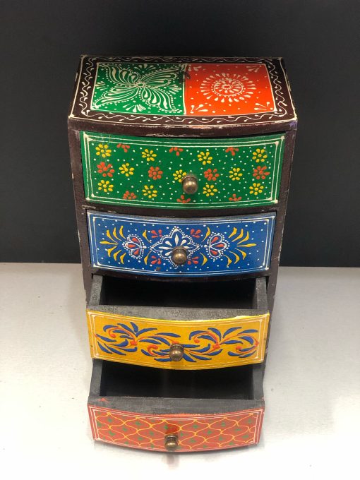 Hand Painted 4 - Storage Box for storing small Item's - Dry Fruit Storage - Small First Storage Box - drawer assorted colour