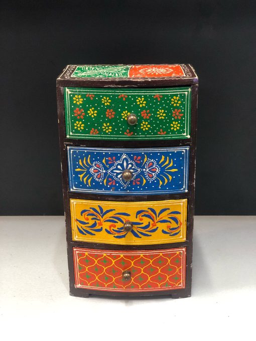 Hand Painted 4 - Storage Box for storing small Item's - Dry Fruit Storage - Small First Storage Box - drawer assorted colour