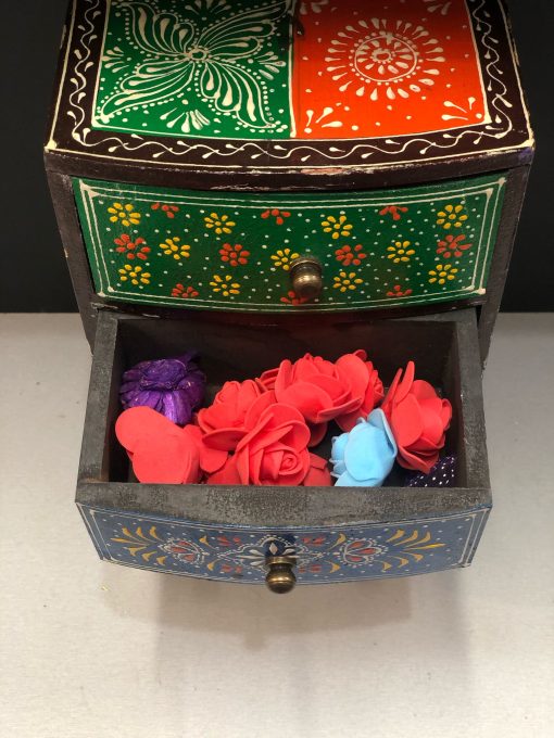 Hand Painted 4 - Storage Box for storing small Item's - Dry Fruit Storage - Small First Storage Box - drawer assorted colour