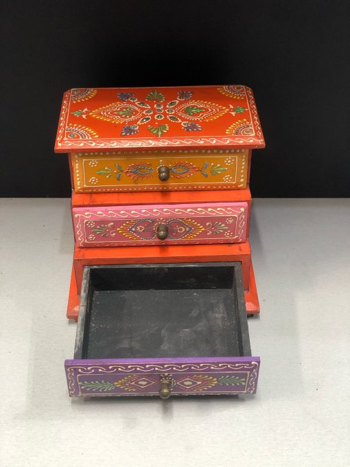Hand Painted 3 - Storage Box for storing small Item's - Dry Fruit Storage - Small First Storage Box - drawer assorted colour