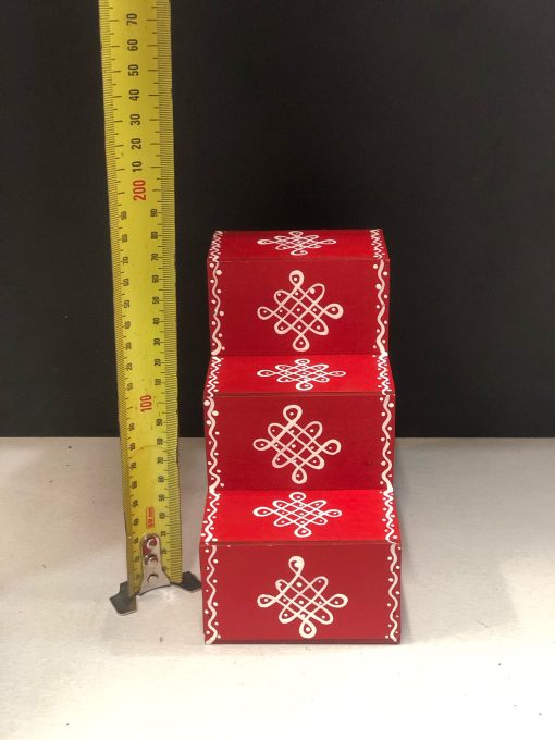 Wood rangoli design small Golu Padi - Red step Pack of One