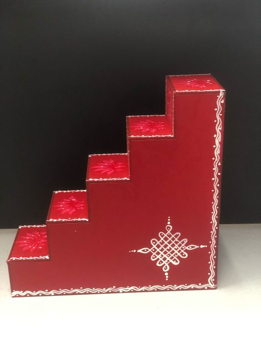 Wood rangoli design small Golu Padi 5 Steps - Red step Pack of One