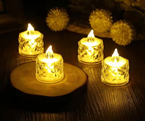 Crystal Candles LED Light Transparent Flameless Battery Power Night Lamp Wedding Party Atmosphere Decor Lighting Lamp