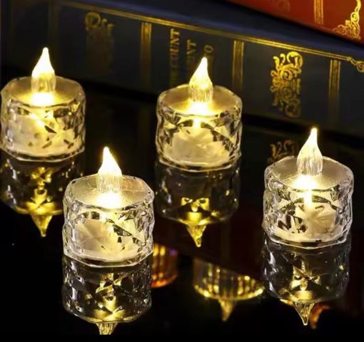 Crystal Candles LED Light Transparent Flameless Battery Power Night Lamp Wedding Party Atmosphere Decor Lighting Lamp