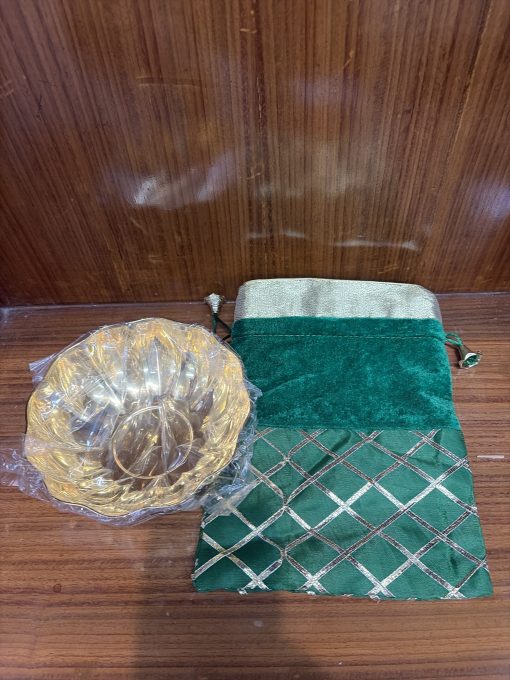 Brass multi purpose bowl with potli bag / Return Gifts Meenakari Fiber Plastic Rectangle Shaped Kumkum And Haldi Holder