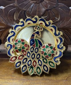 Red colour Peacock design Fiber Plastic Kum Kum tray / Return Gifts