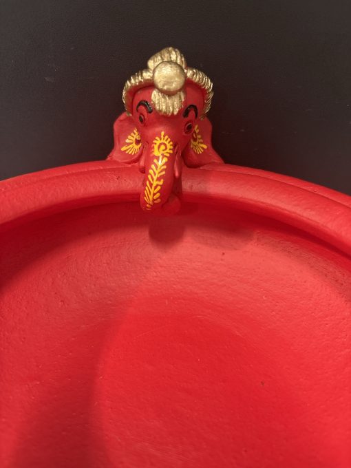 Red Clay Terocotta Handpainted Decorated Uruli with Ganesha