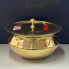 Brass Heavy Base Tin Coated Hammered Handi / Cooking Vessel & Brass Lid No 5 (30 Cm)