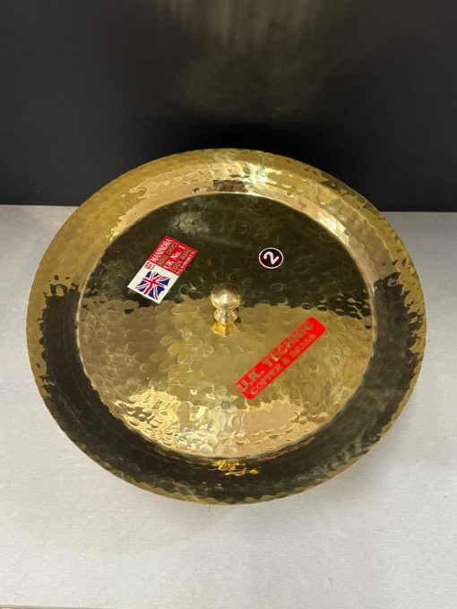 Brass Heavy Base Tin Coated Hammered Handi / Tope / Cooking Vessel & Brass Lid No 7 (36 Cm)