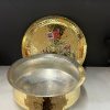 Brass Heavy Base Tin Coated Hammered Handi / Tope / Cooking Vessel & Brass Lid No 7 (36 Cm)