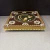 Rangoli Peacock Design Wooden Pooja Chowki - 20.5 CM