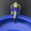 Blue Clay Terocotta Handpainted Decorated Uruli with Ganesha Gold Clay Teracotta Carved Uruli Diwali Decor Showpiece Gift 32 CM