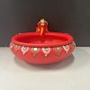 Red Clay Terocotta Handpainted Decorated Uruli with Ganesha