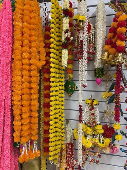 Artificial Yellow Small Marigold Flowers Garland - Pack of 1 Artificial Red And Orange Marigold Flowers Garland - Pack of 1