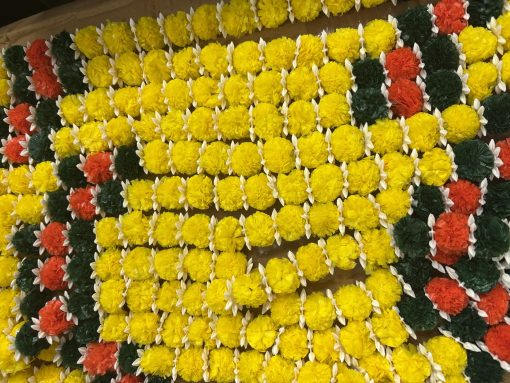 Artificial Yellow Small Marigold Flowers Garland For Decoration - 1 piece