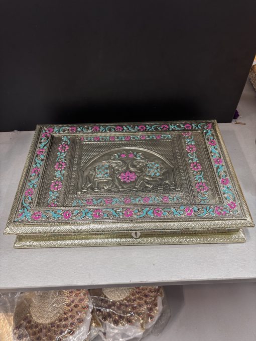 Rectangle Multicolour German Oxidised Jewellery box/ Gift Box / Dry Fruit Box 15c10 inches