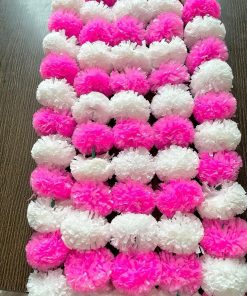 Artificial pink and white Marigold Flowers Garland For Decoration