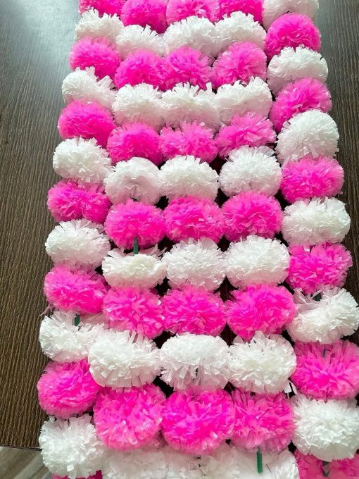 Artificial pink and white Marigold Flowers Garland For Decoration Artificial pink and white Marigold Flowers Garland For Decoration
