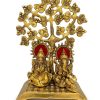 Brass coated Kalpavriksha Tree | Karpaga Viruksham for Home Decor | Kalpavriksha Brass Tree with Lakshmi and Ganesha (9 inchs Height) Brass-coated Kalpavriksha tree with Lakshmi and Ganesha 9 inches
