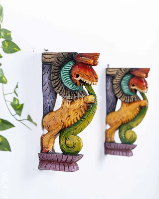 Wooden Carved Yazhi Bracket - 12 Inch - Pack of 1 Wooden Carved Horse Bracket - 12 Inch - Pack of 1