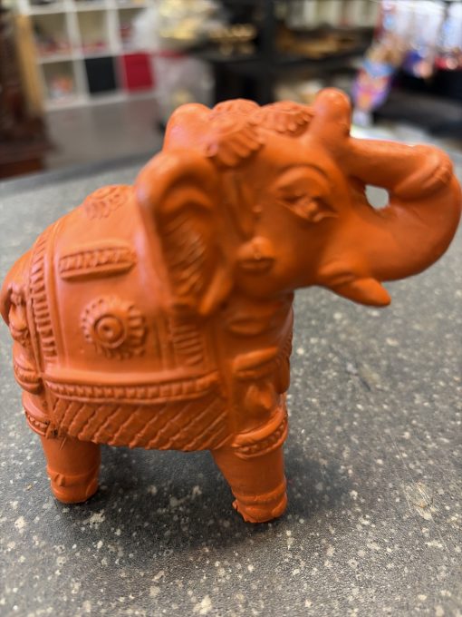 Clay terracotta elephant show piece - 4 inch Clay terracotta elephant show piece – 4 inch