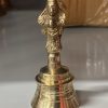 Brass Pooja Bell - 8cm Brass Kum Kum Box | Gift | With small bells on the sides and elephant standing on the top