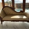 Radiant Teak Wood Handcrafted Deewan Chaise Lounge (Honey Finish Couch) Dasara inlay work Rosewood rectangle dinning table - Six seater with chairs