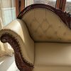 Radiant Teak Wood Handcrafted Deewan Chaise Lounge (Honey Finish Couch) Dasara inlay work Rosewood rectangle dinning table - Six seater with chairs