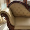 Radiant Teak Wood Handcrafted Deewan Chaise Lounge (Honey Finish Couch) Dasara inlay work Rosewood rectangle dinning table - Six seater with chairs