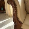 Radiant Teak Wood Handcrafted Deewan Chaise Lounge (Honey Finish Couch) Dasara inlay work Rosewood rectangle dinning table - Six seater with chairs
