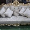 Handmade Royal Antique Golden Finish Carved Sofa (3 Seater) Dasara inlay work Rosewood rectangle dinning table - Six seater with chairs