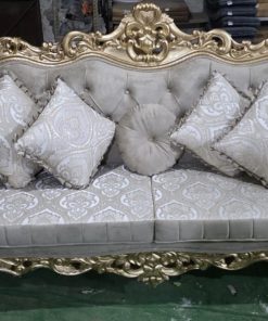 Handmade Royal Antique Golden Finish Carved Sofa (3 Seater)