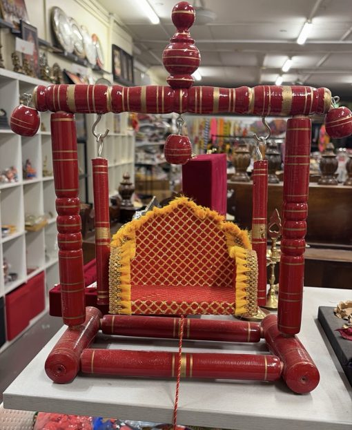 Wooden Krishna Jhula, Laddu Gopal zula, For Janmashtami , Red Color
