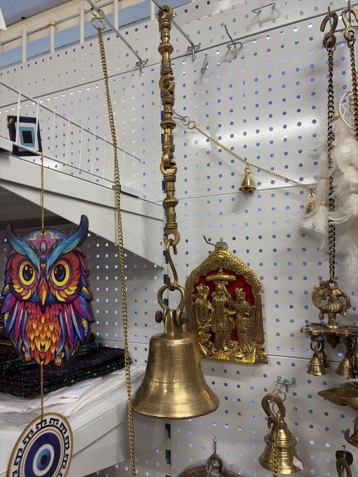 Big brass Hanging Temple Bell - 15 cm bell height Large brass hanging temple bell 20 cm