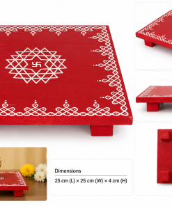 Hand-painted square wooden Chowki Bajot 25 cm