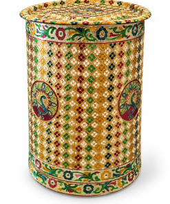 15L stainless steel storage container with decorative peacock cover