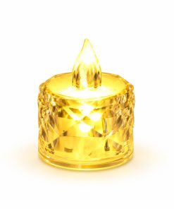 Acrylic crystal LED flameless tea light candle with warm yellow glow