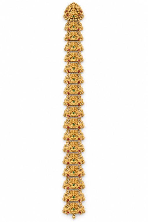 Antique Gold Peacock Panel Bridal Jadai Hair Jewellery – 60 cm Antique gold peacock panel bridal jadai hair jewellery full length 60 cm