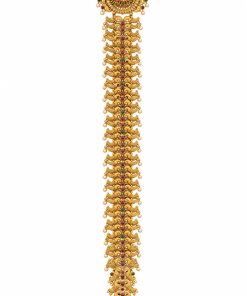 Antique gold peacock Lakshmi medallion bridal jadai hair jewellery full length 60 cm