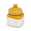 Small square ceramic storage jar with lid