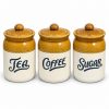 Tea, Coffee & Sugar Ceramic Jar Set – 3 Piece Three-piece ceramic jar set labelled tea coffee and sugar