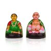 Chettiar Pair Clay Golu Dolls – 4 Inch Traditional Chettiar Thatha Patti clay Golu dolls pair