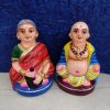 Chettiar Pair Clay Golu Dolls – 4 Inch Hand-painted Chettiar Thatha Patti clay Golu dolls pair for Navaratri