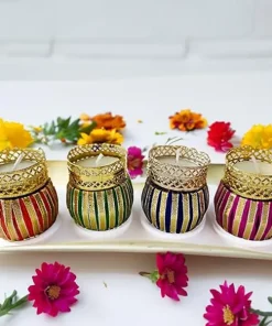 Designer Damru Tealight Diwali Diya Pack of 4