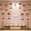 Divyakosh Handmade Lotus Pom-Pom Wall Hanging – Single Piece Divyakosh handmade lotus pom-pom wall hanging single piece for Diwali decor