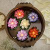 Floating Lotus LED Water Sensor Diya – Single Piece Assorted Assorted multicolour floating lotus LED water sensor diyas displayed in decorative bowl