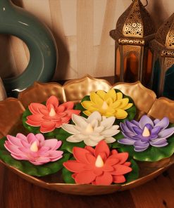 Multicolour floating lotus LED water sensor diya assorted colours for Diwali urli decor