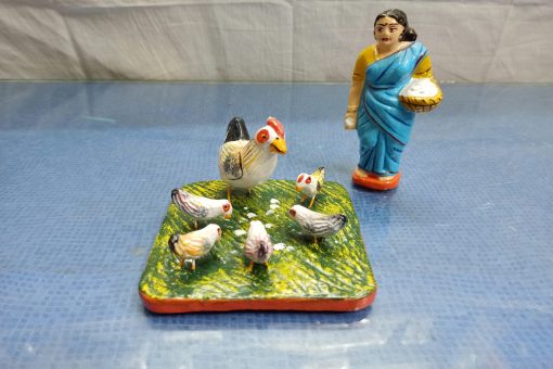 Hen (Kozhi) Clay Golu Doll Set Traditional Hen Kozhi clay Golu doll set for Navaratri Kolu