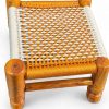 Orange and beige woven wooden Khatli stool professional front view